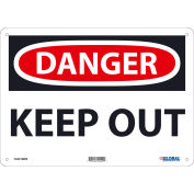 Global Industrial Danger Keep Out Sign, 10x14, Rigid Plastic