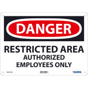 Danger Restricted Area Authorized Employees Only Sign, 10x14, Aluminum