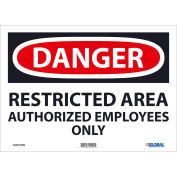 Global Industrial Danger Restricted Area, 10x14, Pressure Sensitive Vinyl