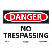 Danger No Trespassing Sign, 7x10, Pressure Sensitive Vinyl