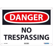 Global Industrial Danger No Trespassing Sign, 10x14, Rigid Plastic