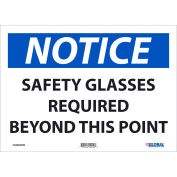 Notice Safety Glasses Required, 10x14, Pressure Sensitive Vinyl
