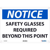 Notice Safety Glasses Required Beyond This Point, 10x14, Rigid Plastic