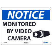 Notice Monitored By Video Camera Sign, 10"X14", Rigid Plastic