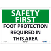 Safety First Foot Protection Required In This Area, 10x14, Aluminum