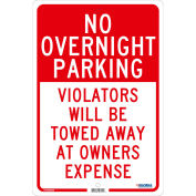 Global Industrial No Overnight Parking Violators Will Be Towed, 18x12, .063 Aluminum