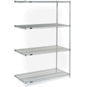 Nexel 5 Tier Chrome Wire Shelving Add-On Unit, 72"W x 24"D x 63"H