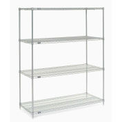 Nexel Poly-Z-Brite® 5 Tier Wire Shelving Starter Unit, 54"W x 24"D x 74"H