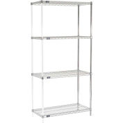 Nexel 5 Tier Chrome Wire Shelving Add-On Unit, 48"W x 18"D x 86"H