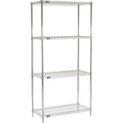 Nexel 5 Tier Chrome Wire Shelving Starter Unit, 42"W x 18"D x 63"H