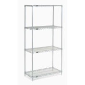Nexel Poly-Z-Brite® 5 Tier Wire Shelving Starter Unit, 36"W x 24"D x 74"H