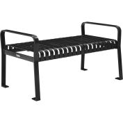 48"L Outdoor Steel Slat Park Bench without Back, Black