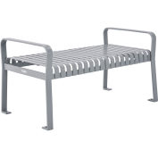48"L Outdoor Steel Slat Park Bench without Back, Gray