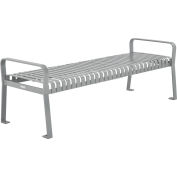 72"L Outdoor Steel Slat Park Bench without Back, Gray