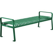 96"L Outdoor Steel Slat Park Bench without Back, Green