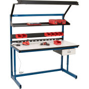 Global Industrial Bench-In-A-Box Cantilever Workbench, ESD Laminate Top, 60"Wx30"D, Blue