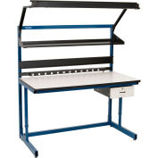 Global Industrial Bench-In-A-Box Cantilever Workbench, Plastic Laminate Top, 60"Wx30"D, Blue