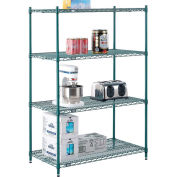 Nexel 5 Tier Wire Shelving Starter Unit, 42"W x 21"D x 63"H, Green Epoxy Finish