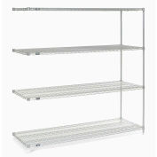 Nexel 5 Tier Stainless Steel Wire Shelving Add-On Unit, 72"W x 18"D x 74"H