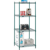Nexel 5 Tier Wire Shelving Starter Unit, 24"W x 18"D x 74"H, Green Epoxy Finish