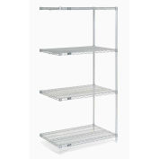 Nexel 5 Tier Stainless Steel Wire Shelving Add-On Unit, 36"W x 18"D x 63"H