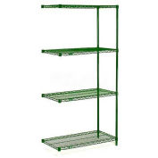 Nexel 5 Tier Wire Shelving Add-On Unit, 72"W x 24"D x 74"H, Green Epoxy Finish