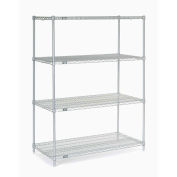 Nexel 5 Tier Stainless Steel Wire Shelving Starter Unit, 48"W x 24"D x 74"H
