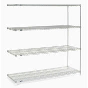 Nexel 5 Tier Stainless Steel Wire Shelving Add-On Unit, 60"W x 24"D x 74"H