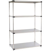 Nexel 5 Tier Solid Stainless Steel Shelving Starter Unit, 48"W x 18"D x 74"H