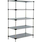 Nexel 5 Tier Solid Galvanized Steel Shelving Starter Unit, 48"W x 24"D x 74"H