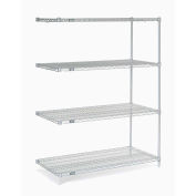 Nexel 5 Tier Stainless Steel Wire Shelving Add-On Unit, 48"W x 24"D x 74"H