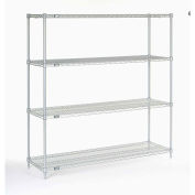 Nexel 5 Tier Silver Epoxy Wire Shelving Starter Unit, 54"W x 21"D x 63"H