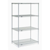 Nexel 5 Tier Silver Epoxy Wire Shelving Starter Unit, 42"W x 24"D x 86"H