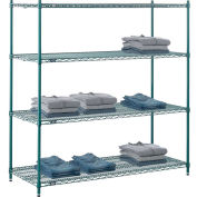 Nexel 5 Tier Wire Shelving Starter Unit, 54"W x 18"D x 63"H, Green Epoxy Finish