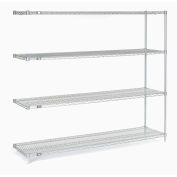 Nexel 5 Tier Silver Epoxy Wire Shelving Add-On Unit, 72"W x 18"D x 86"H