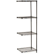 Nexel 5 Tier Black Epoxy Wire Shelving Add-On Unit, 30"W x 24"D x 86"H