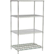 Nexel Poly-Z-Brite, 4 Tier, Wire Shelving Unit, 1 Heavy Duty Shelf, 36"W x 24"D x 74"H
