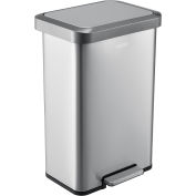 12 Gallon Stainless Steel Trash Can, Rectangular Step-On