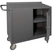 Durham Mfg. Mobile Bench Cabinet, 2 Locking Doors, 1 Shelf, 54-1/16"W x 18-1/4"D, Gray