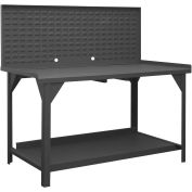 Durham Mfg. Stationary Workbench W/ Louver Panel & Steel Square Edge, 72"W x 30"D, Gray