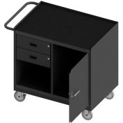 Durham Mfg. Mobile Bench Workstation, Locking Doors, 2 Drawers, 42-1/8"W x 24-1/4"D