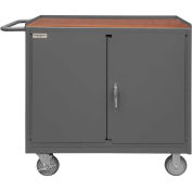 Durham Mfg. Mobile Bench Cabinet, 2 Doors, 1 Shelf, 42-1/8"W x 25-13/16"D x 36-3/8"H, Gray