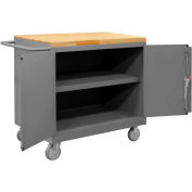 Durham Mfg. Mobile Bench Cabinet, 2 Doors, 1 Shelf, 42-1/8"W x 25-13/16"D, Gray