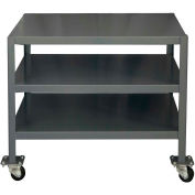 Durham Mfg. Mobile Machine Table W/ 3 Shelves, Steel Square Edge, 39-1/4"W x 26-3/4"D, Gray