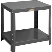 Durham Mfg. Machine Table W/ 2 Shelves, Steel Square Edge, 36-1/8"Wx24-1/8"Dx18-1/8-24-1/8"H, Gray