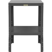Durham Mfg. Machine Table W/ 2 Shelves, Steel Square Edge, 24-1/8"Wx18-1/8"Dx30-1/8-36-1/8"H, Gray