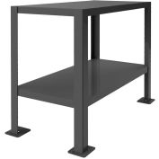 Durham Mfg. Stationary Machine table W/ 2 Shelves, Steel Square Edge, 50-3/8"W x 26-3/8"D, Gray
