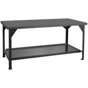 Durham Fixed Height Welded Steel Workbench - Lower Shelf - 48"W x 30"D x 34-1/16"H