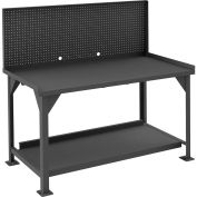 Durham Mfg. Stationary Workbench W/ Pegboard Panel & Steel Square Edge, 72"W x 30"D, Gray