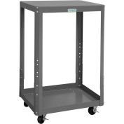 Durham Mfg. Mobile Machine Table W/ 2 Shelves, Steel Square Edge, 24-1/8"W x 18-1/8"D, Gray